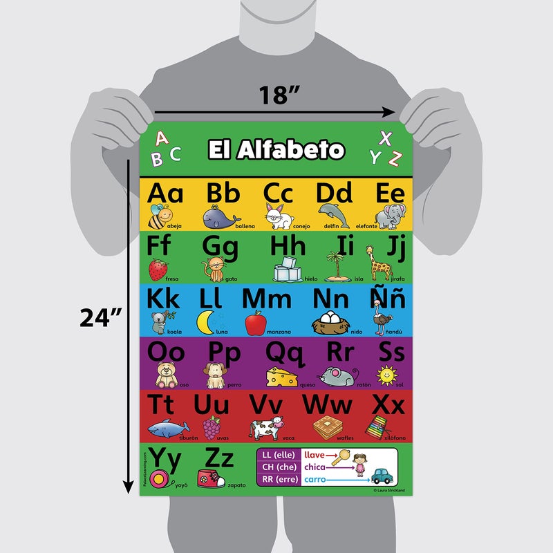 Palace Learning Palace Curriculum ABC Alphabet Spanish Poster Chart - LAMINATED - EspaÃ±ol Alfabeto - Abecedario (18" x 24", LAMINATED) - Image 2